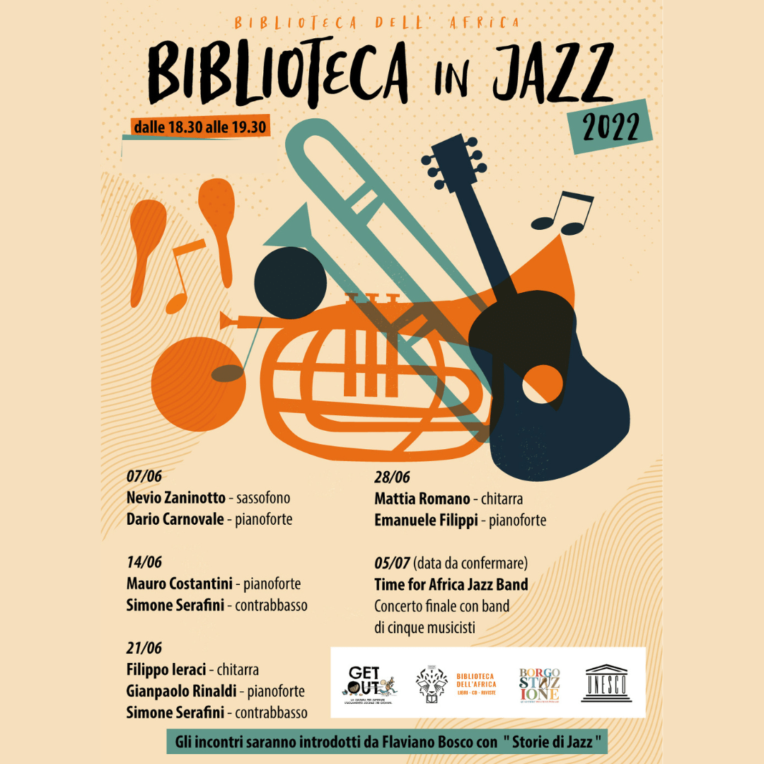 Biblioteca in Jazz - Time for Africa - Spazio35- locandina Biblioteca in Jazz - Time for Africa - Spazio35- locandina